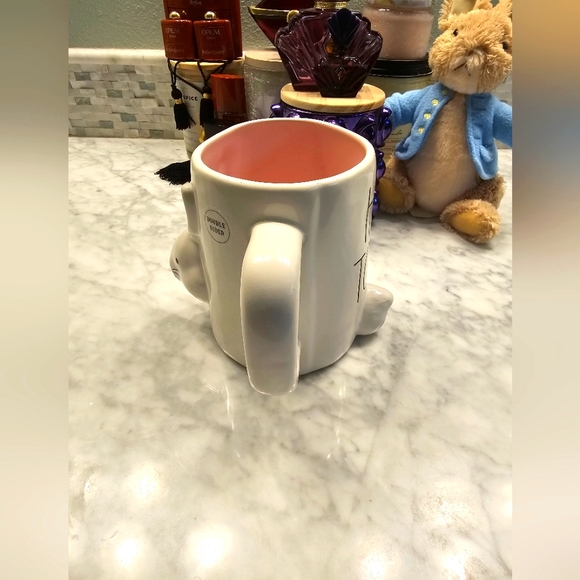 NWT RAE DUNN DINING EASTER BUNNY HOP TO IT WHITE, PINK CERAMIC MUG - Picture 4 of 12